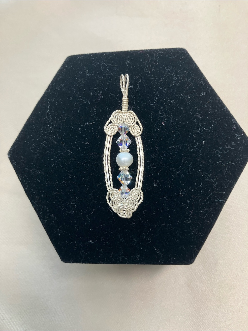 Handcrafted Silver-Tone Crystal & Pearl Pendant - White